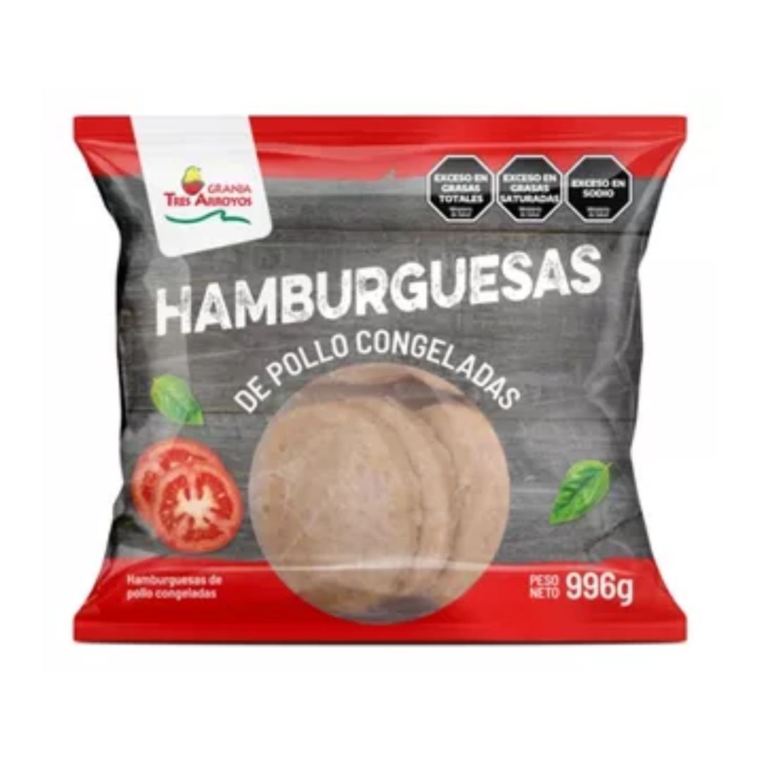 HAMBURGUESAS DE POLLO TRES ARROYOS 5 bolsas de 1 kg